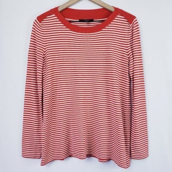 MaxMara Weekend Red Stripe Long Sleeve Knit Top M - Picture 3 of 10